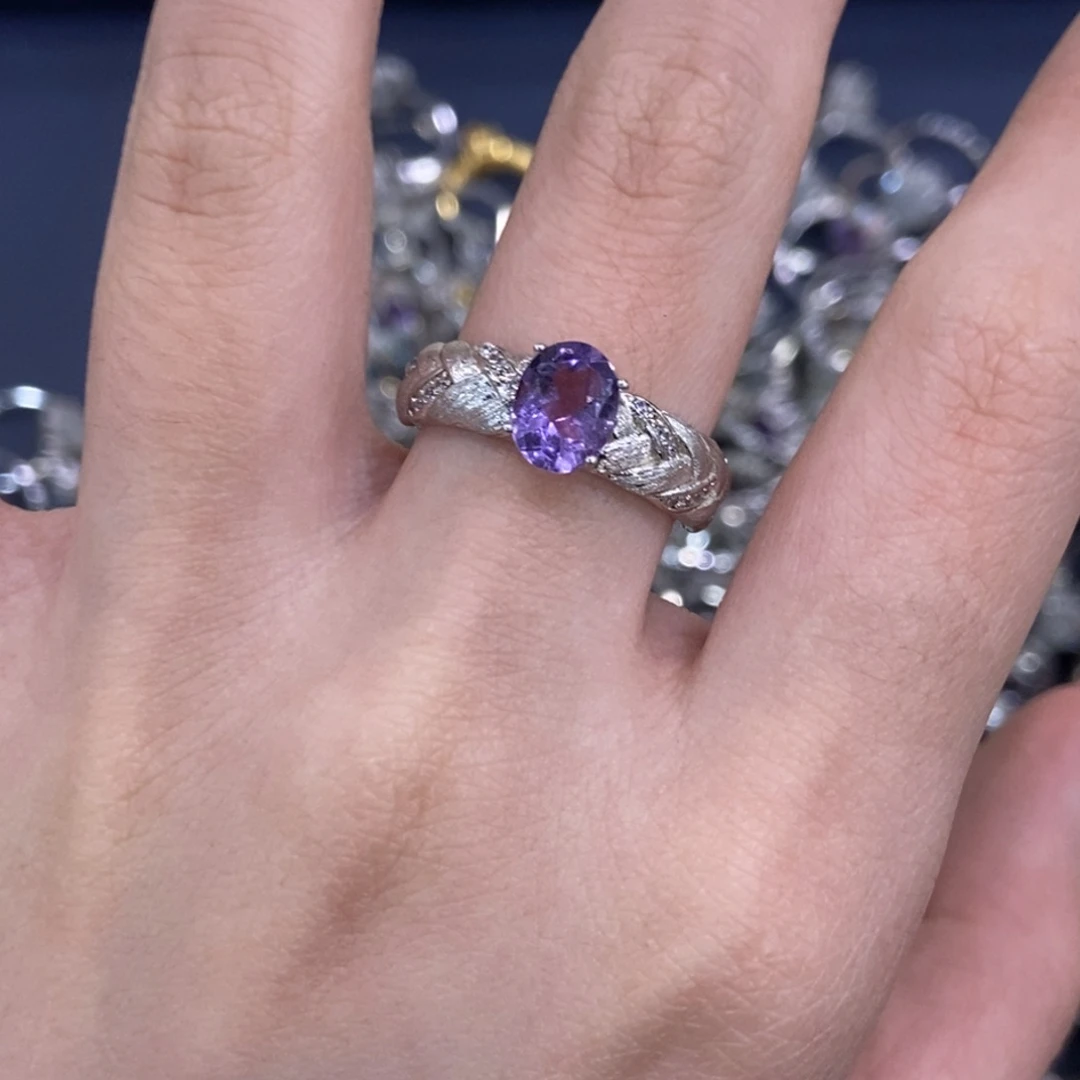银S925镶嵌紫晶戒指