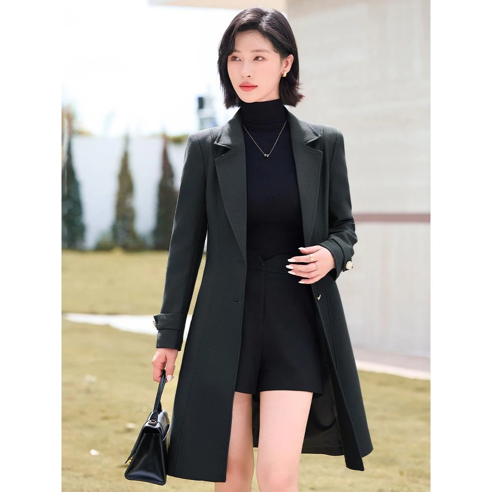 灰色风衣女2026新款秋冬高级感气质小个子中长款休闲毛呢大衣外套