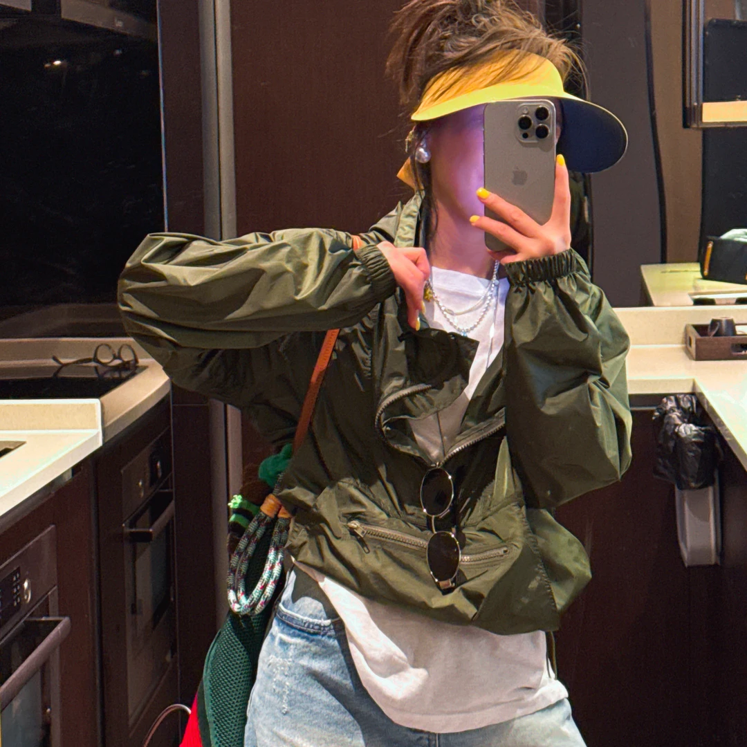 韩版短款连帽版减龄时尚款短版长袖防晒套头外套