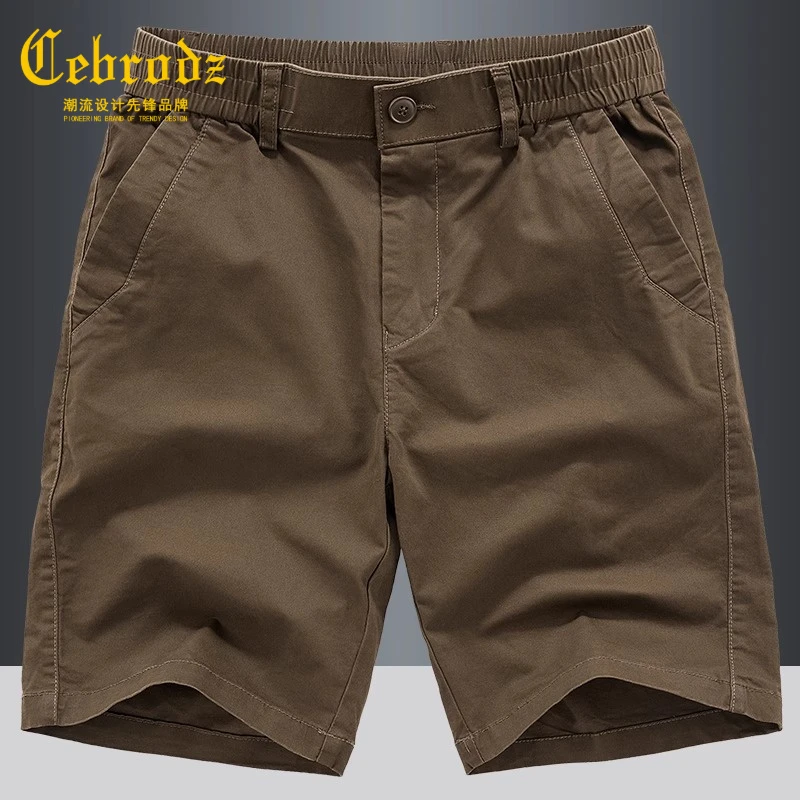 法国Cebrodz夏季休闲短裤男宽松弹力薄款透气简约百搭纯棉五分裤