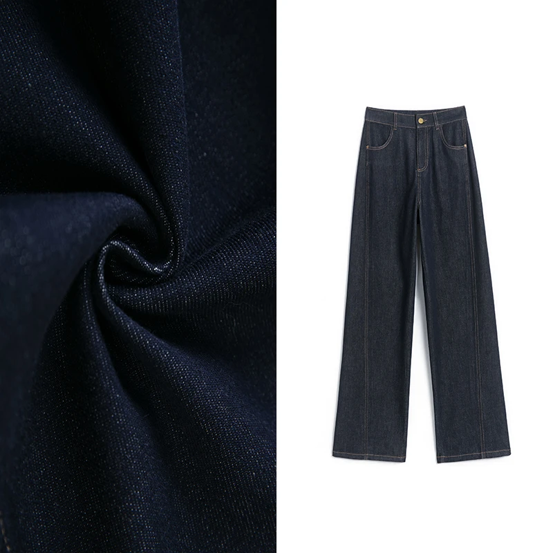 【不掉色牛仔裤】小个子窄版直筒裤女2025春季新款高腰显瘦阔腿裤