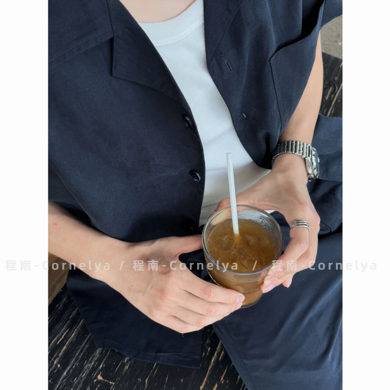C / Cornelya 莱赛尔 ‘ 亚麻夏日度假风慵懒随性口袋短袖衬衫套装