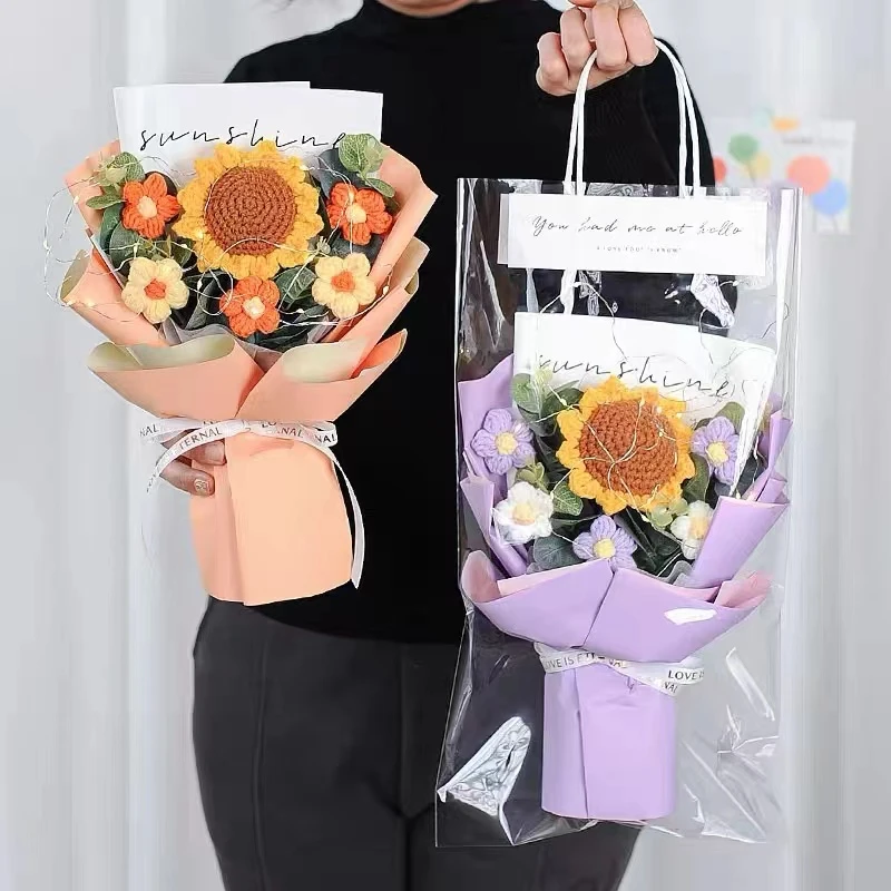 花束链接毛线花成品