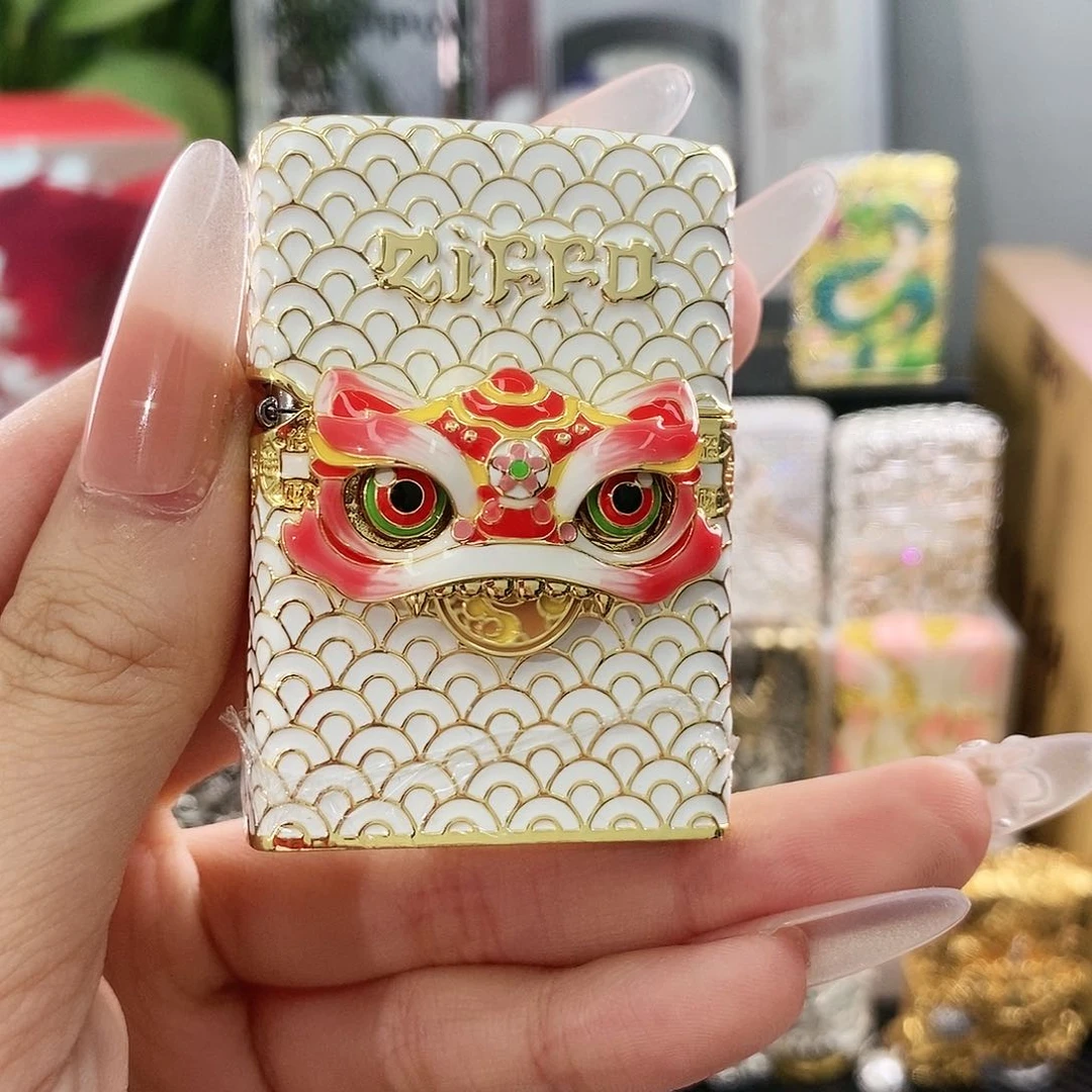 纯铜白醒狮瑞兽打火机