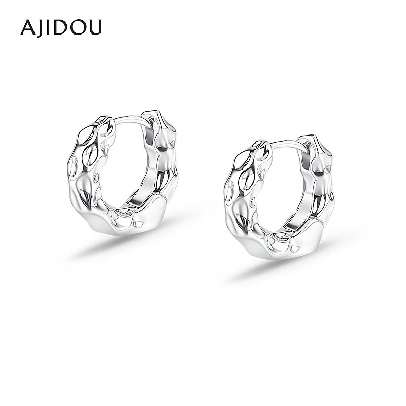 合金无非金属耳饰 AJIDOU阿吉豆【许妍同款】褶皱纹理时尚耳环