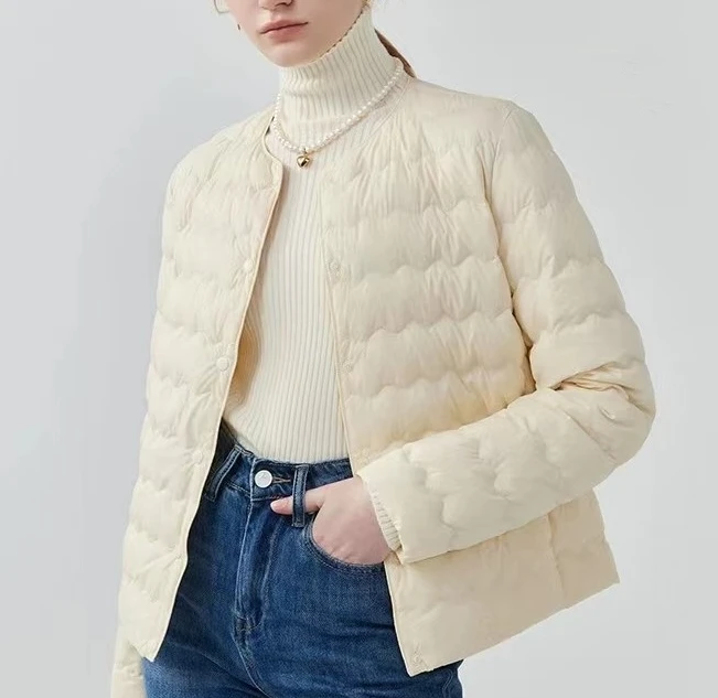 波浪款三层锁绒 轻薄款白鸭绒内胆 女短款气质时尚秋冬外套YB11