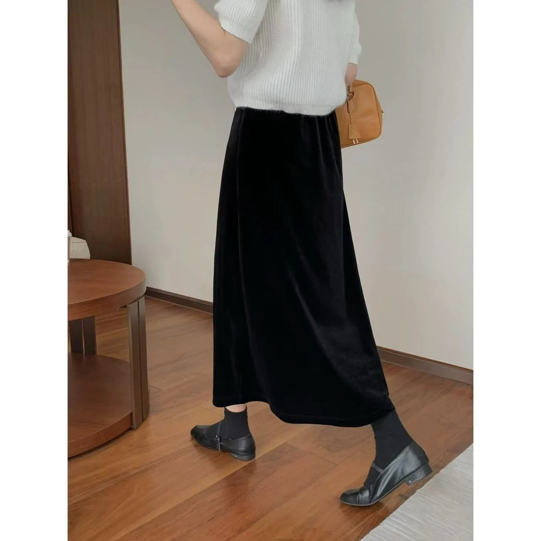 新款百搭显瘦潮流时尚丝绒裙22501