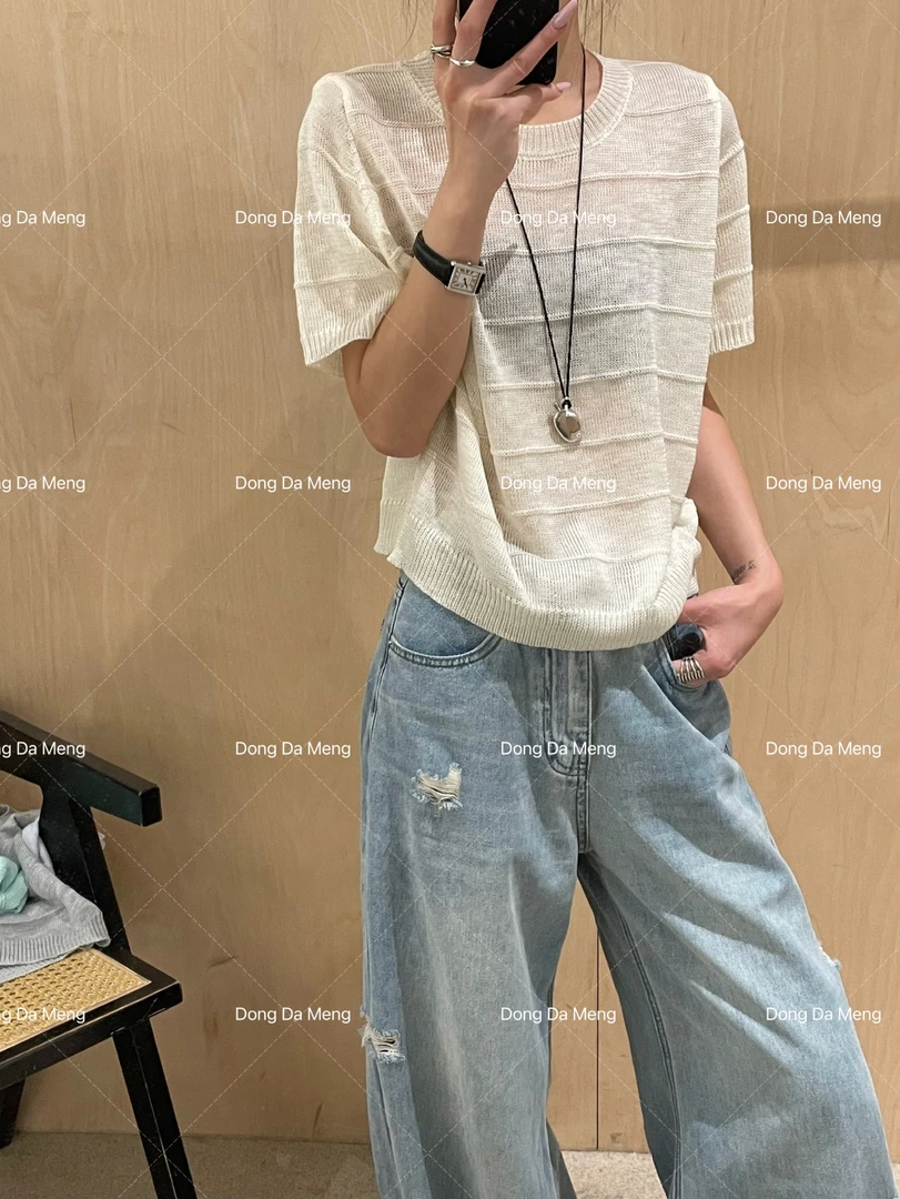 996圆领针织显瘦百搭短袖薄款针织