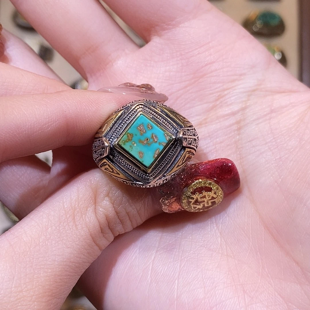 绿松石戒指银S925镶嵌知****水戒指