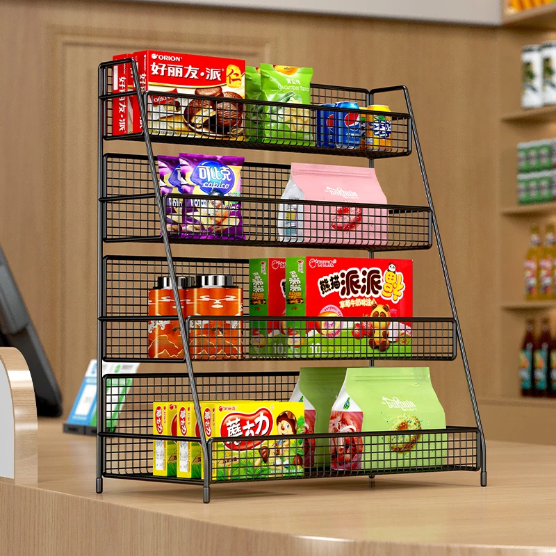 零食置物架桌面台面放饮料水果多层收纳架超市货架宿舍简易零食架