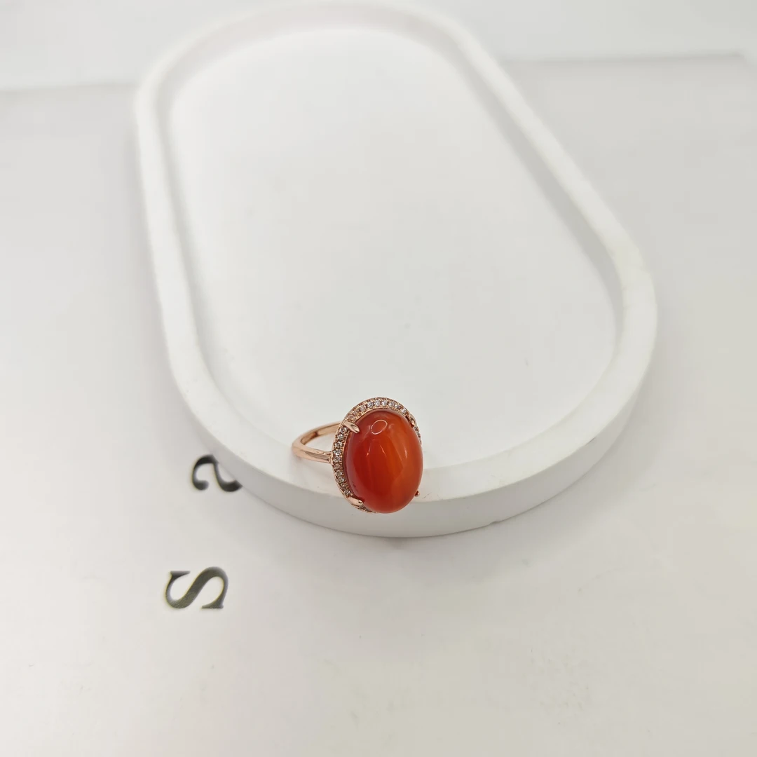 天然玉石 满肉冰红鸽子蛋开口戒 M180多样性发货拍一发一