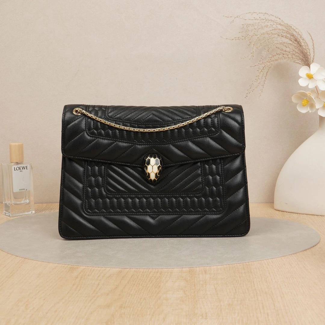 95新 BVLGARI/宝格丽 serpentiforever大号黑色牛皮/DS040130