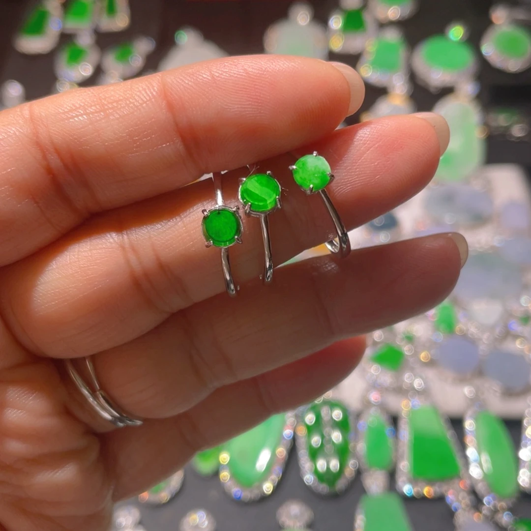 翡翠戒指银S925镶嵌精品