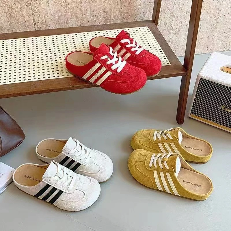 内增高休闲百搭系带软底包头半拖2025夏季新款韩版懒人鞋一脚蹬