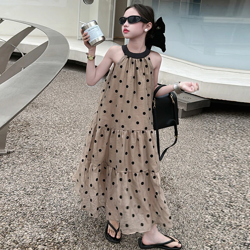 女童夏装连衣裙2025新款儿童无袖裙子长款中大童洋气背心裙A字裙