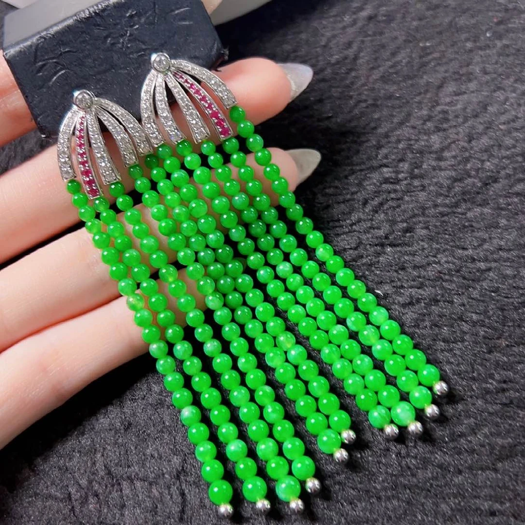 翡翠耳饰18K金镶嵌签收后24小时鉴赏期，过时不退