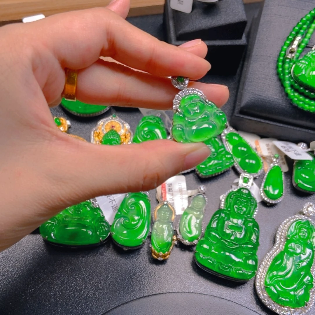 翡翠银S925镶嵌吊坠(不含链)