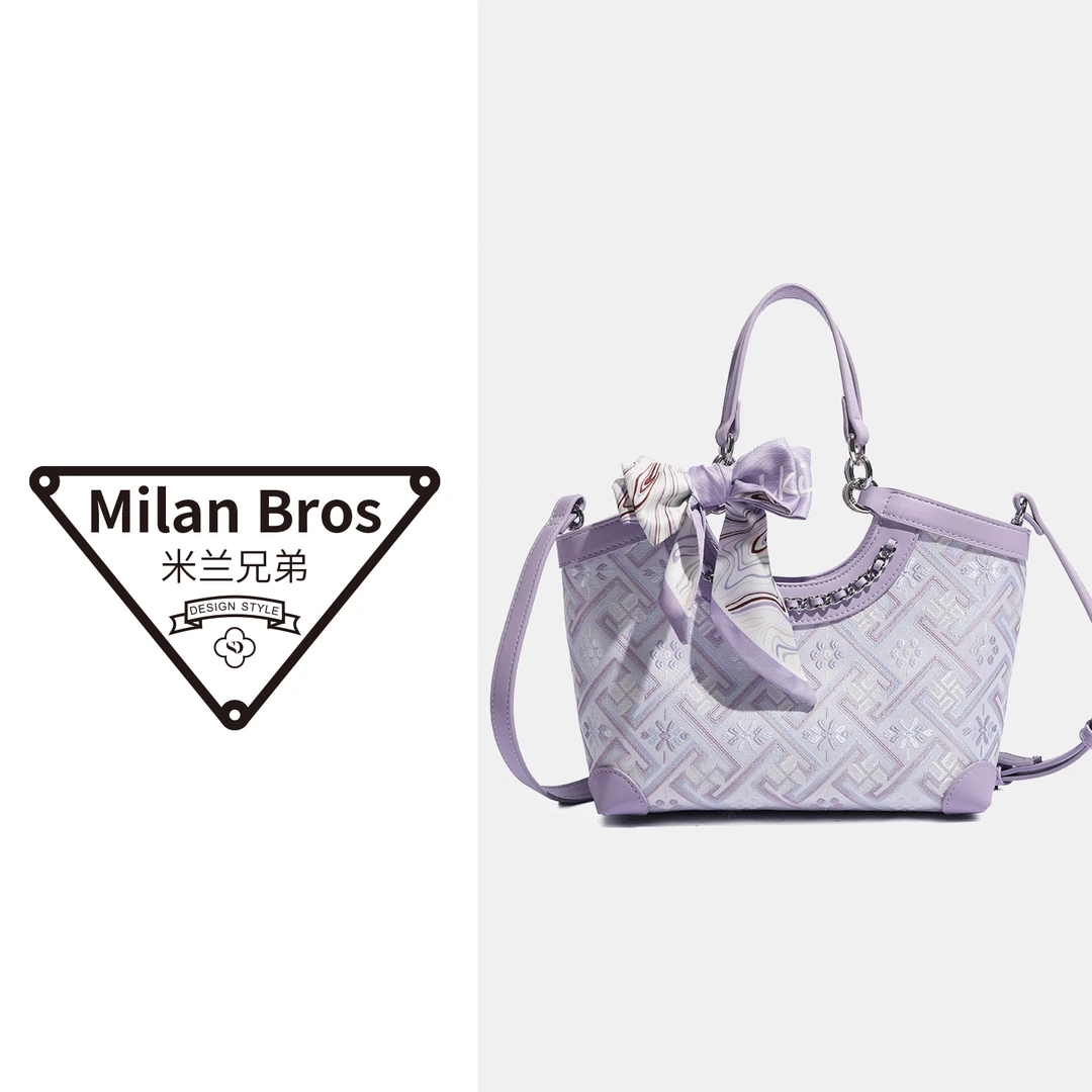 【米兰兄弟】 Miss Gail 潮流经典百搭设计师手提包6651壮锦紫
