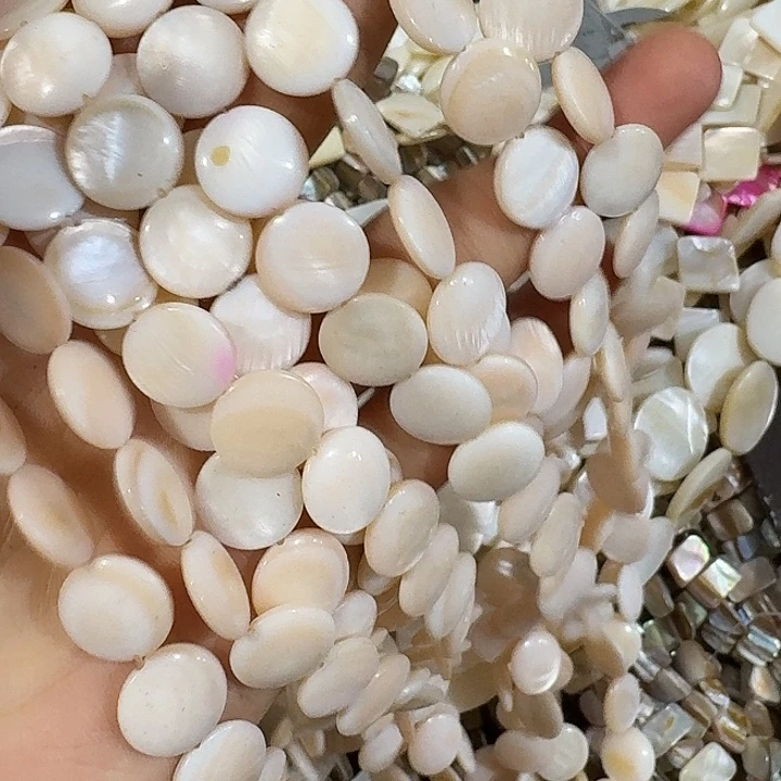 玛瑙/玉髓合金珠宝半成品5条淡粉圆饼