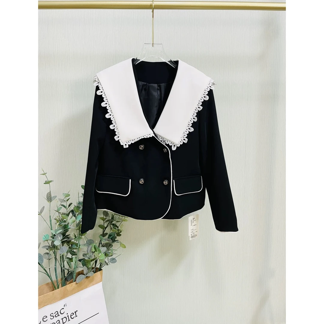 773 名媛小香风海军领短款长袖外套（微染色，不影响穿着，介意勿拍）