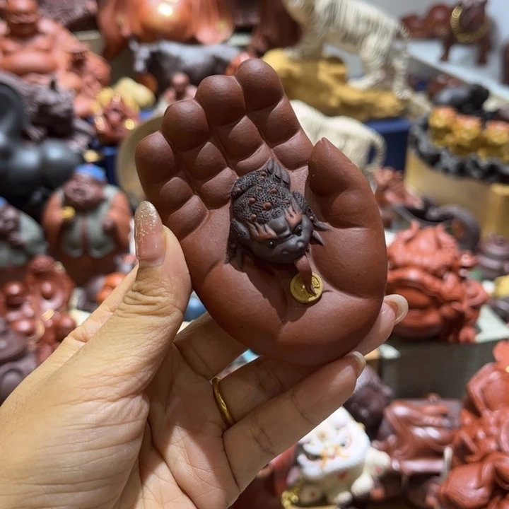 不***e紫砂茶宠特惠金蟾手把件