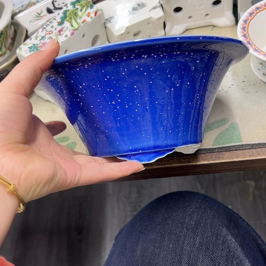 紫砂花盆079号瑕疵23/9cm满天星窑变