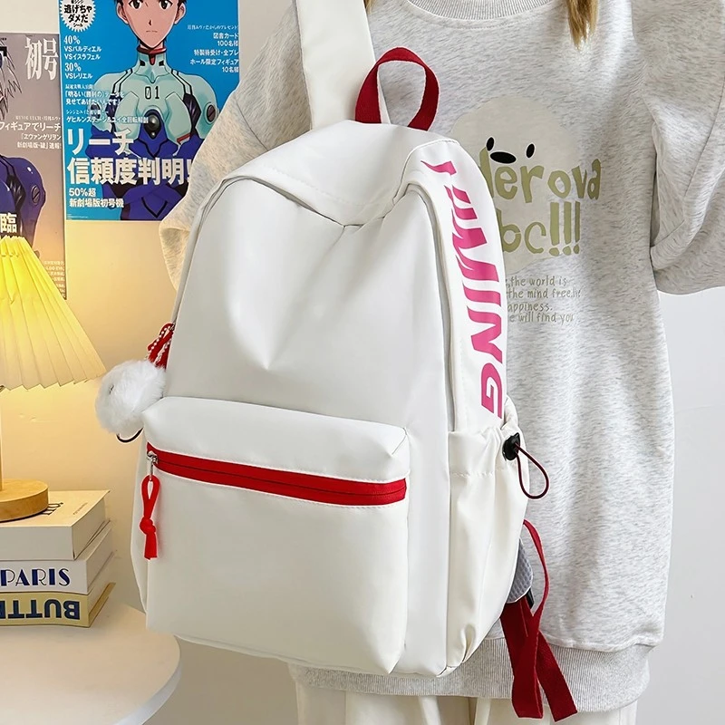 书包男生女生纯色双肩包韩版大容量高中生大学生上课背包