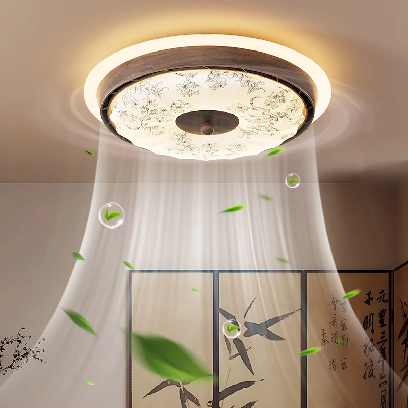 中古风无叶风扇灯2025新款宋氏美学家用一体静音主卧室房间吸顶灯