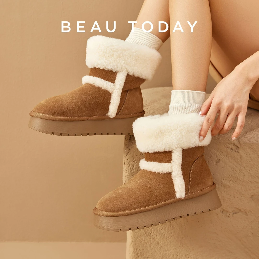 BeauToday【羊羔毛】加厚雪地靴女冬季加绒加厚BT棉鞋女款新款保暖