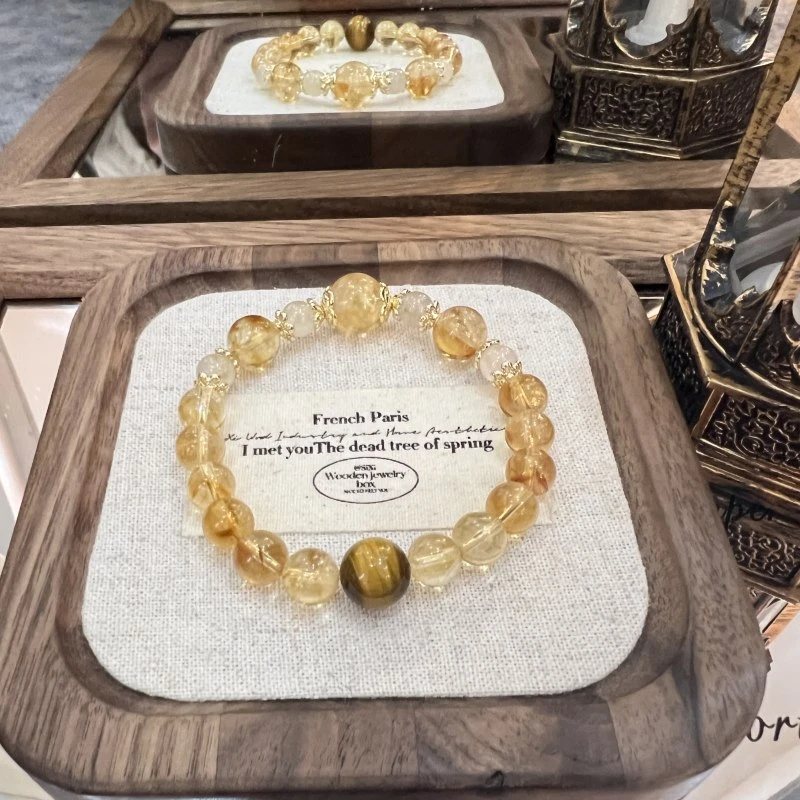 女款天然水晶手链黄水晶黄塔晶手串金发晶原创设计爆款【068小霸王