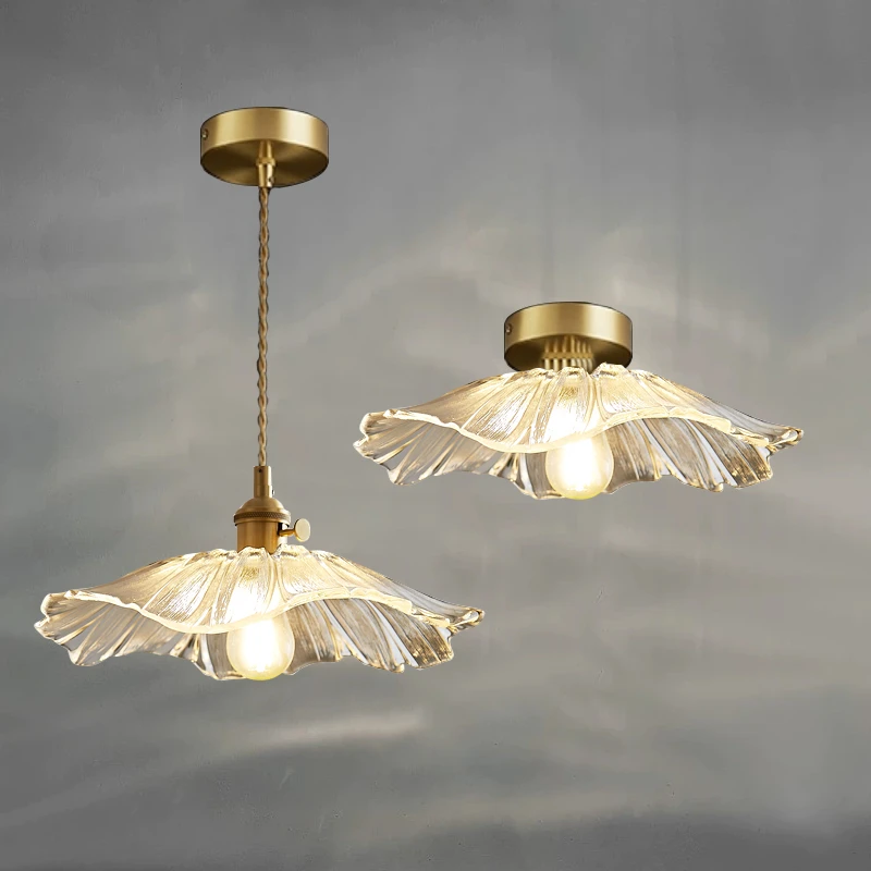 奶油风复古vintage玄关灯具花朵衣帽间走廊灯全铜水晶入户过道灯