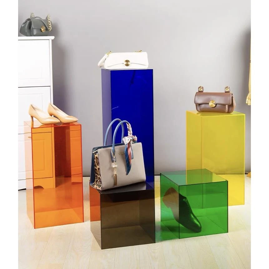 彩色亚克力展示盒手办高透明展示台陈列道具橱窗展示架防尘罩定制