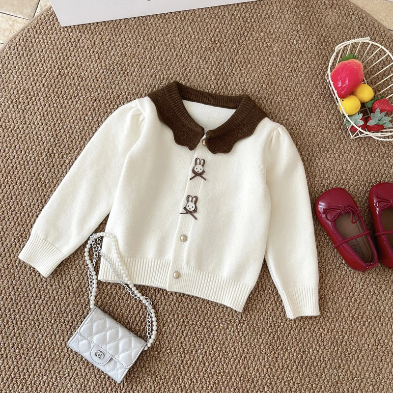 女童开衫毛衣2025韩版童装上衣儿童宝宝洋气外套秋装小香风开衫