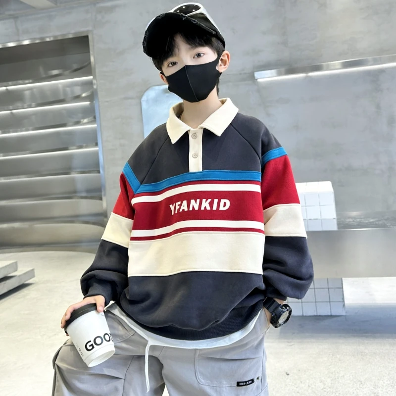 儿童装男童polo衫卫衣春秋款2025新款秋装秋季男孩大童T恤上衣潮t