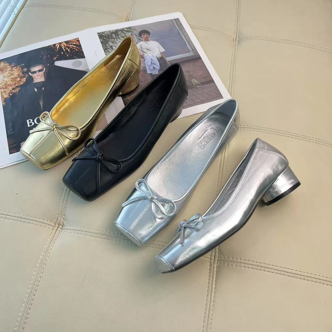 Eaglelyb【波嫂推荐】春夏时尚方头平底百搭蝴蝶结单鞋芭蕾鞋单鞋