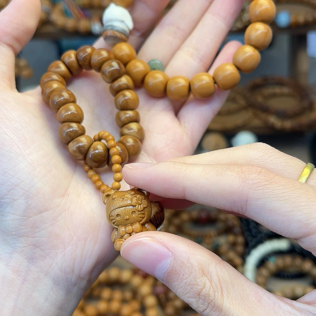 猴头核桃手串星***y手串加个隔片 手捻提溜猫咪