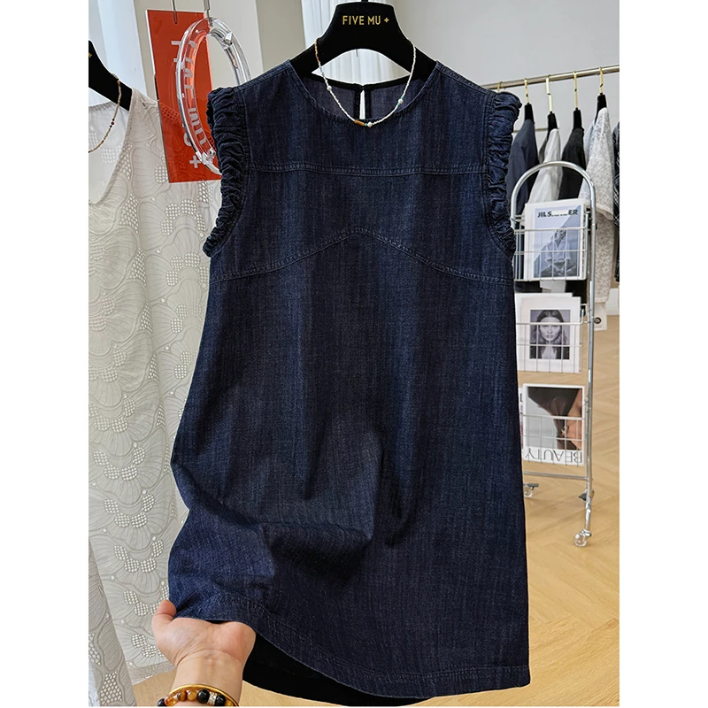 高级感显瘦减龄独特小飞袖无袖牛仔裙连衣裙女轻奢薄款夏季裙子