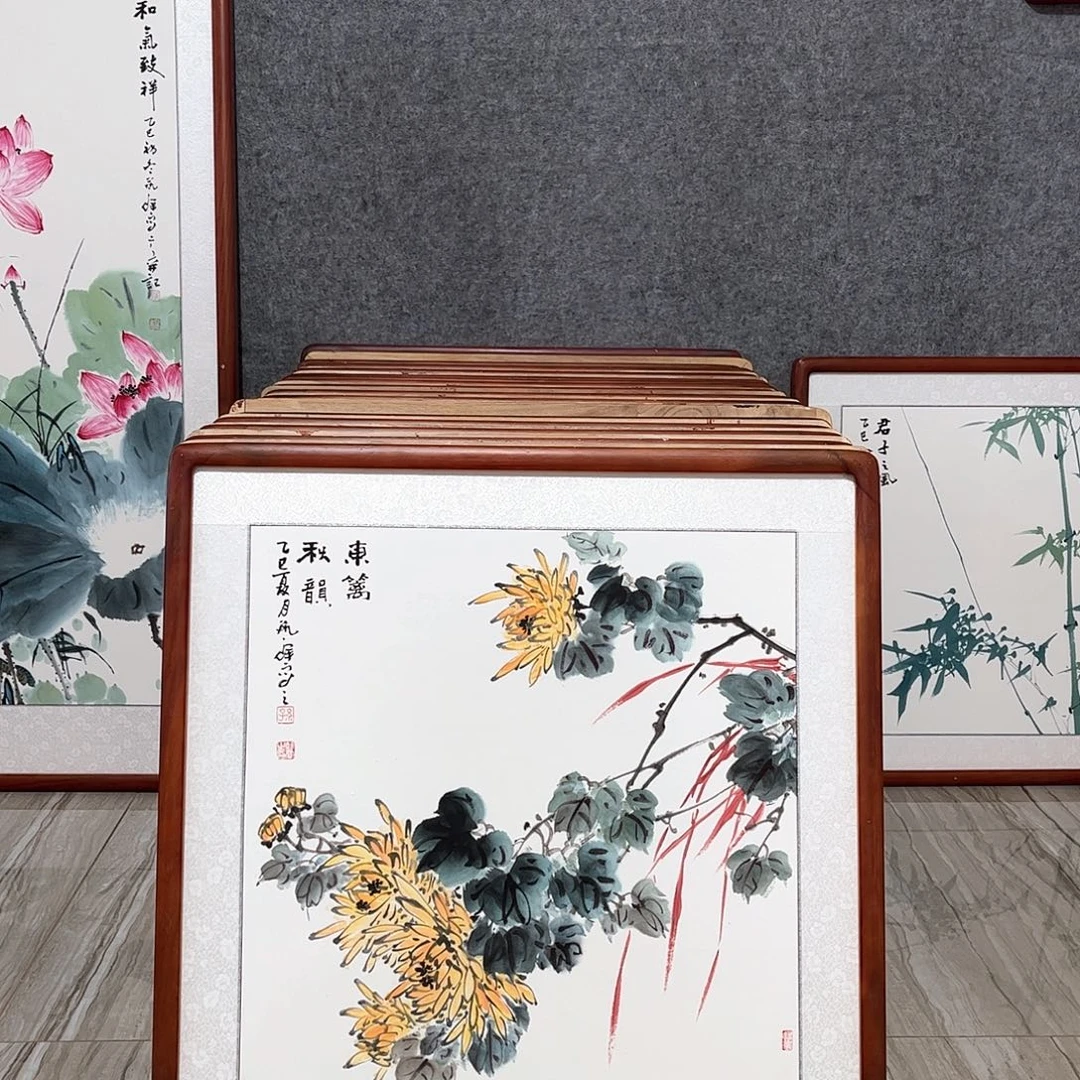 国画书画作品带框63×63