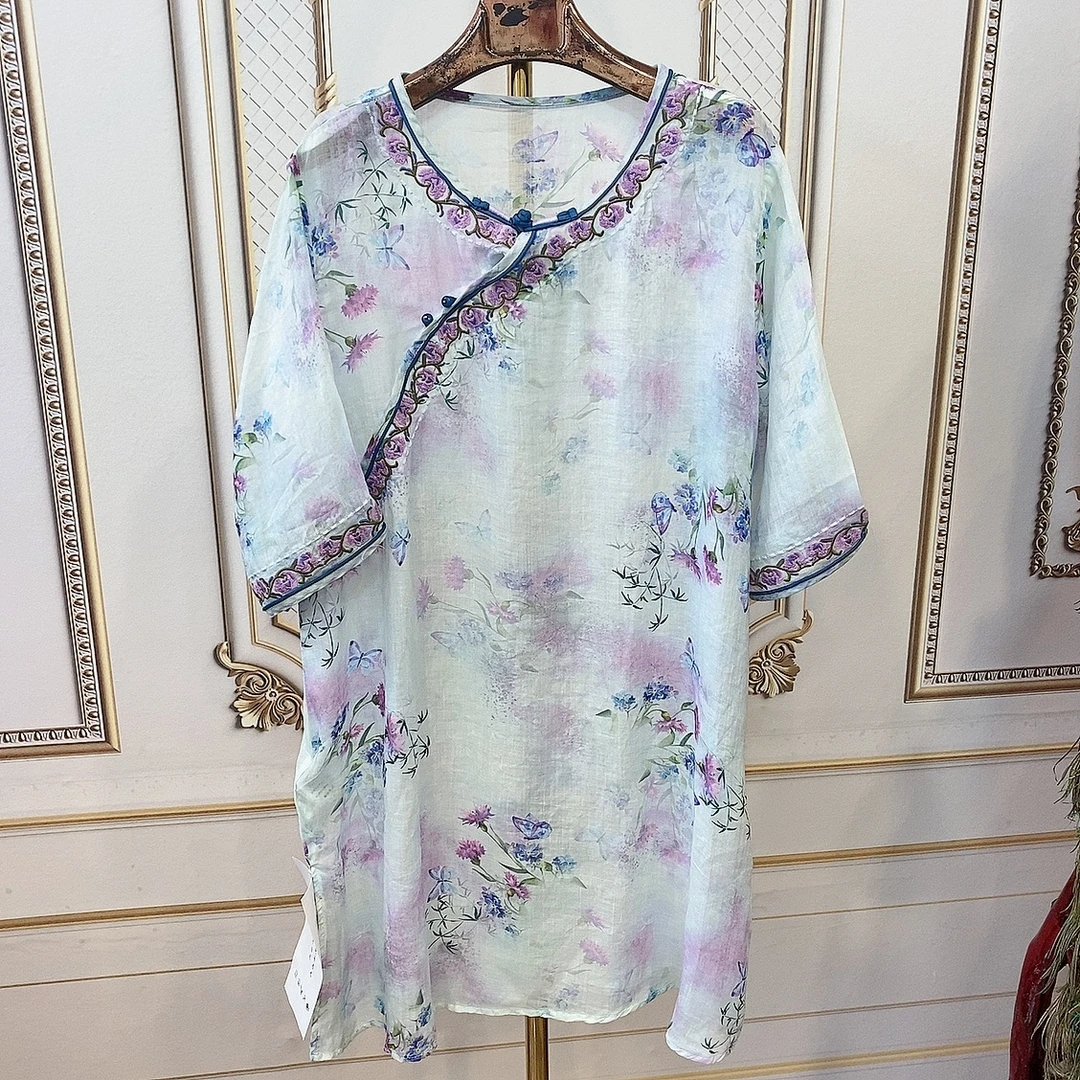 （衣长90）新款时尚麻料百搭大衫2556-1