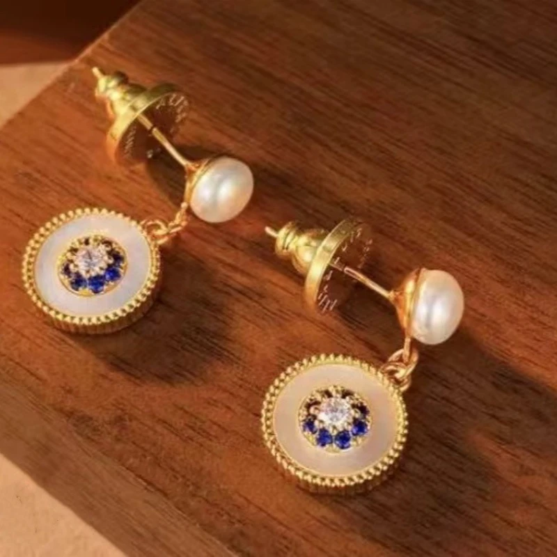 合金仿珍珠耳饰 珍珠耳环女小众设计轻奢高级感耳钉恶魔之眼A175