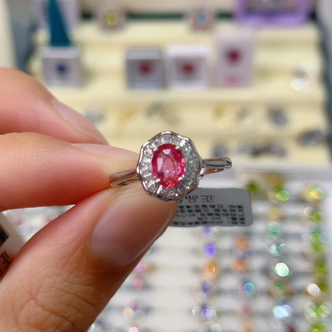 戒指戒指尖晶石银S925镶嵌