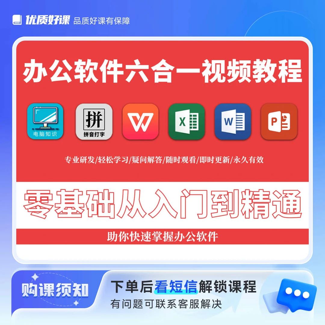 电脑/拼音/wps/excel/word/办公软件六合一视频课