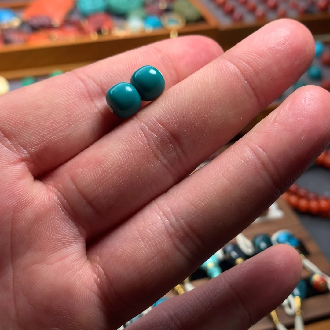 绿松石未镶嵌对珠8.2mm