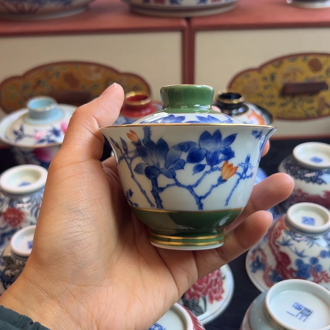 一如山房 玉兰花盖碗