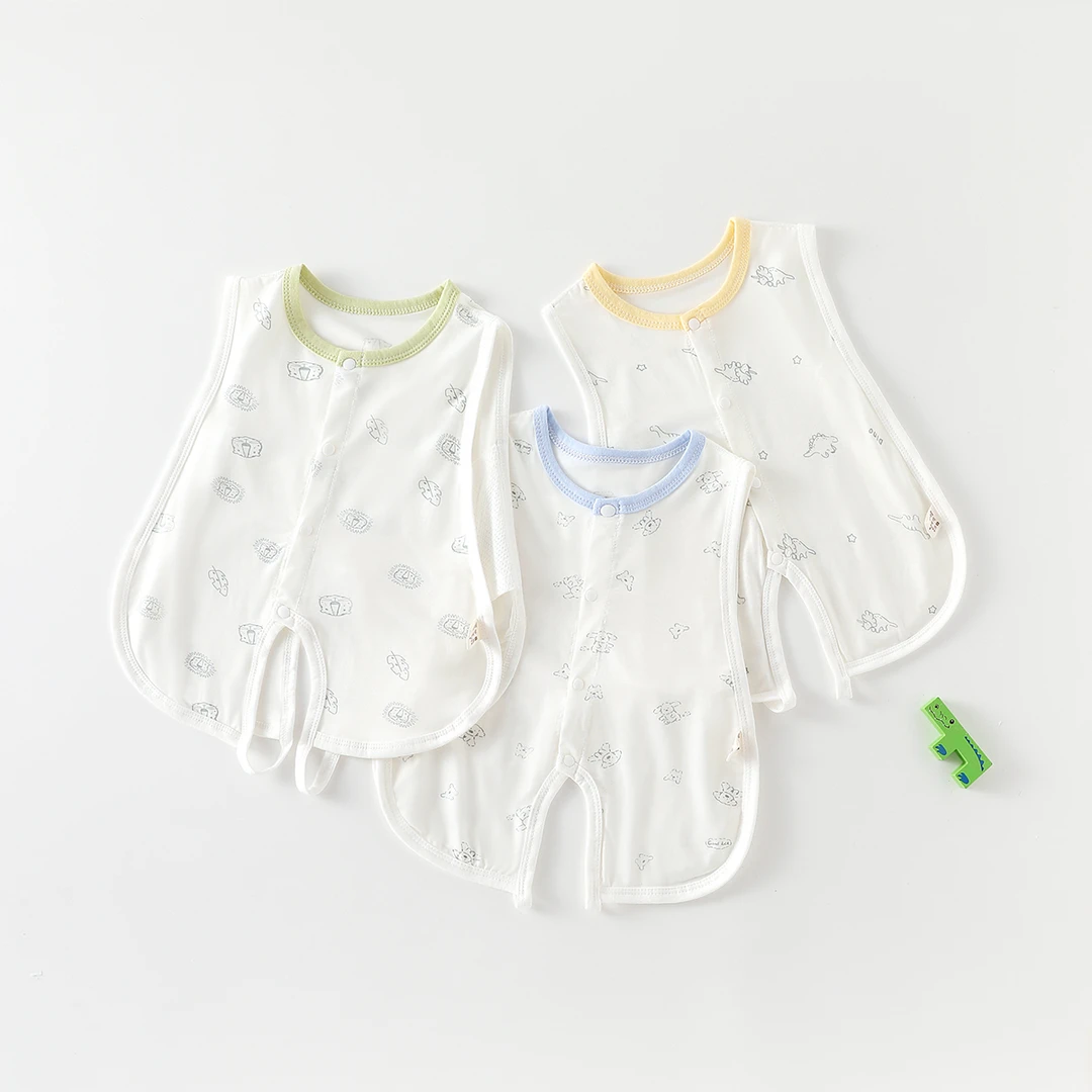 婴儿琵琶衣衣夏季薄款短袖纯棉清爽透气满印网眼a类哈衣宝宝