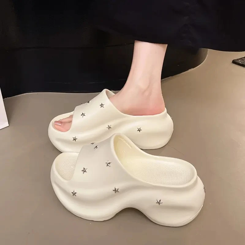 厚底增高一字拖女款夏2025新款洞洞鞋小个子沙滩鞋凉拖鞋防臭eva