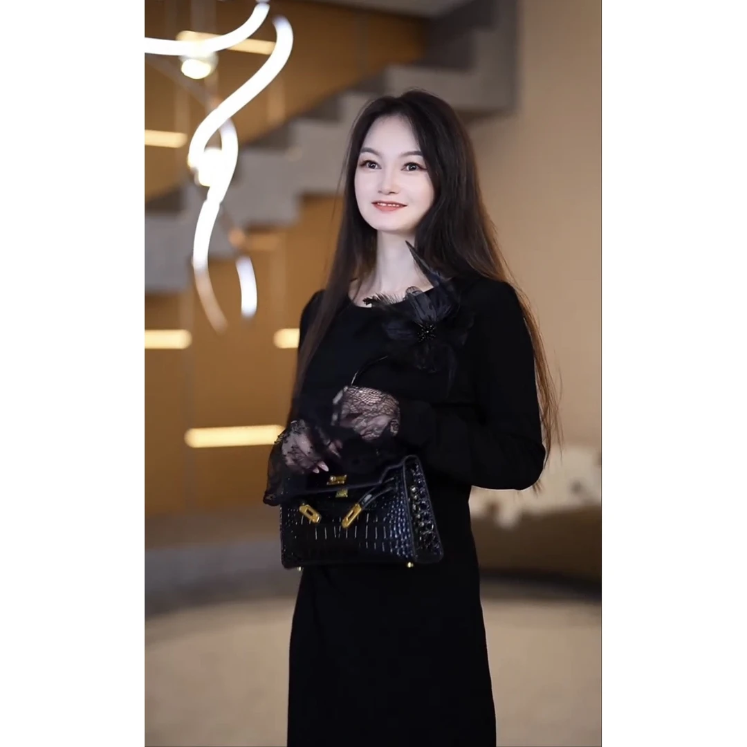 【萍柚凝 】腰精秋季新款法式气质收腰显瘦鱼尾连衣裙-YL0038