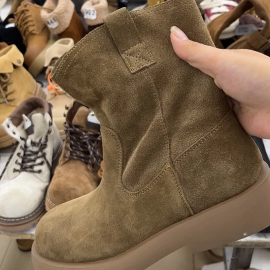 卡其厚底不堆靴36