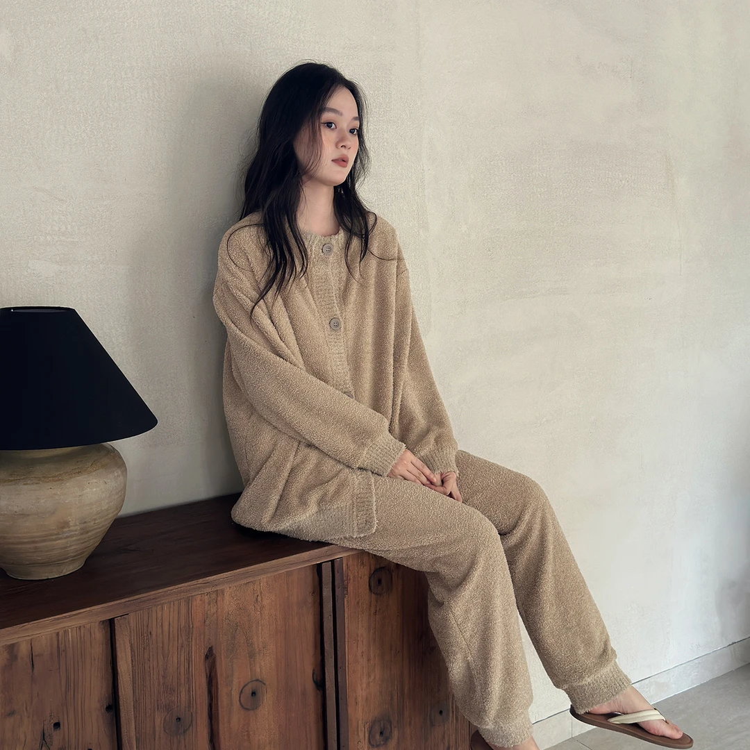 及好睡衣女秋冬款半边绒加厚家居服春秋可外穿珊瑚绒保暖甜美套装