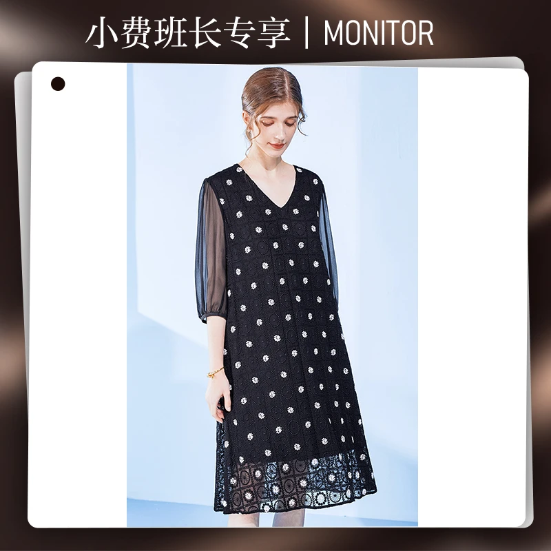 【小费班长专属】990985真丝连衣裙女桑蚕丝复古刺绣裙子